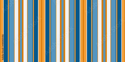 Vibrant vertical stripes in orange, blue, and white create a cheerful, modern pattern.  Perfect for backgrounds, textiles, or web design, this image evokes feelings of optimism and energy.
