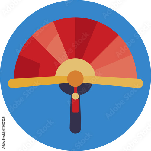 A traditional Chinese hand fan, often used for cooling and as a decorative accessory.