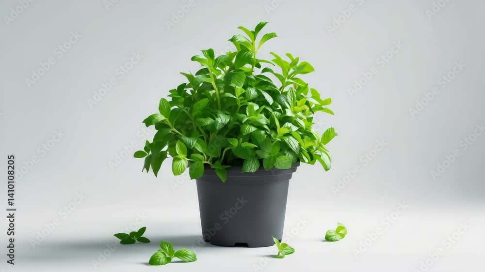 Pot of fresh mint isolated on a white background. Pot of fresh mint isolated on a white background.
