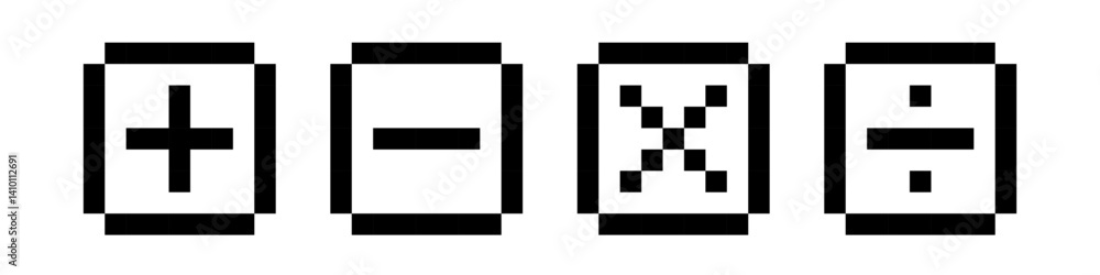 mathematical symbols pixel. Calculator button icon mathematical symbols pixel. Calculator button icon