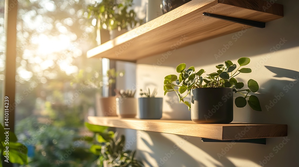 Fototapeta premium 窓辺に並ぶ観葉植物の鉢植え