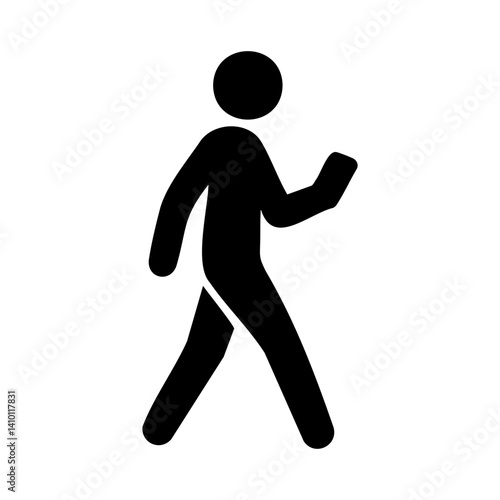 Silhouette Icon of Person Walking with Phone
