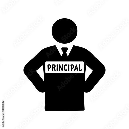 Silhouette Icon of School Principal Standing Confidently