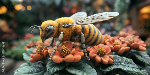 Honeybee on a cluster of flowers