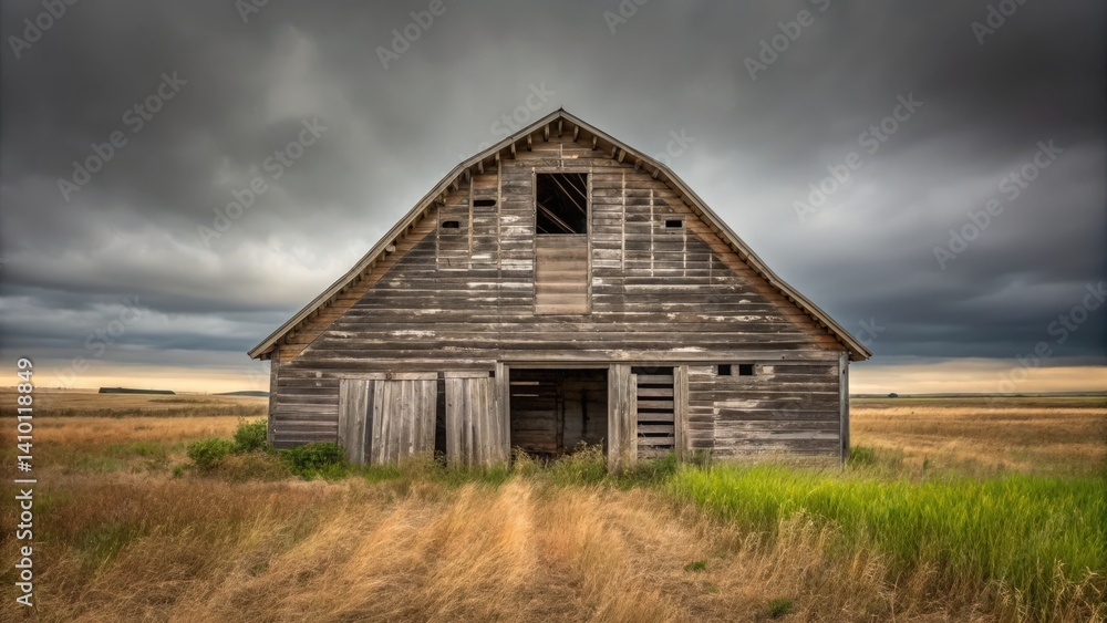 A weathered barn succumbs to the weight of accumulated dust and time, showcasing nature's decay. A weathered barn succumbs to the weight of accumulated dust and time, showcasing nature's decay.