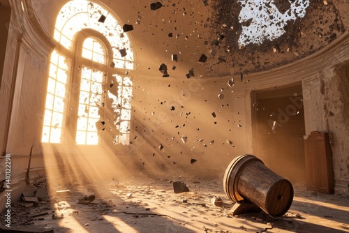 Sunlit Ruins: A Cannon Amidst Crumbling Grandeur