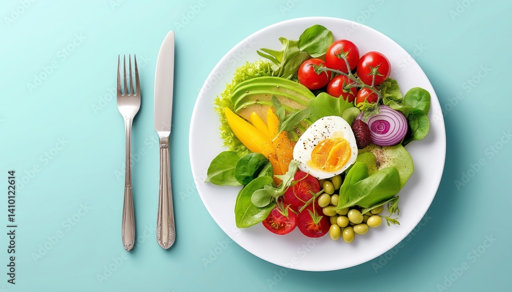 Fresh and Colorful Salad with Avocado, Egg, and Cherry Tomatoes Fresh and Colorful Salad with Avocado, Egg, and Cherry Tomatoes