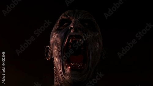 Creepy demon jumpscare sequence: sinister screamer emerging in darkness