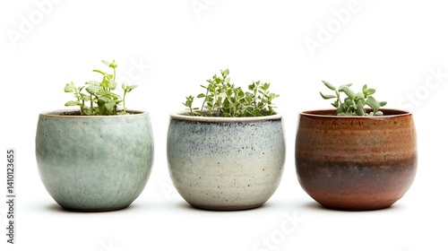 Wallpaper Mural 異なる色の陶器鉢に植えられた小さな植物 Torontodigital.ca