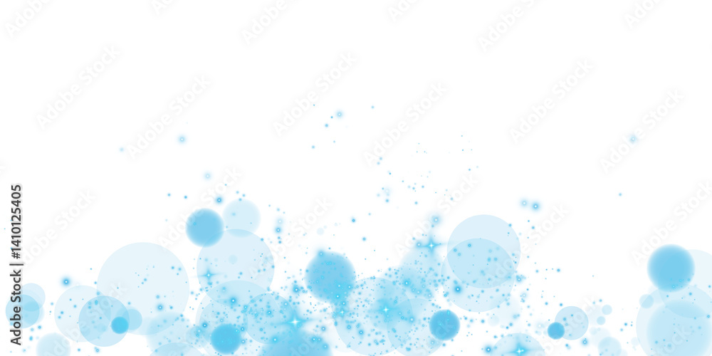 A beautiful light blue bokeh effect with glowing orbs and soft sparkles on a transparent background A beautiful light blue bokeh effect with glowing orbs and soft sparkles on a transparent background