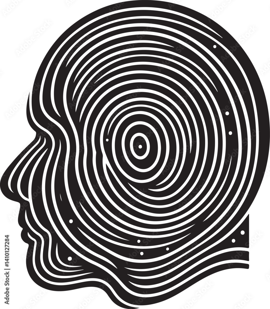 Fototapeta premium Face Profile Concentric Circles vector