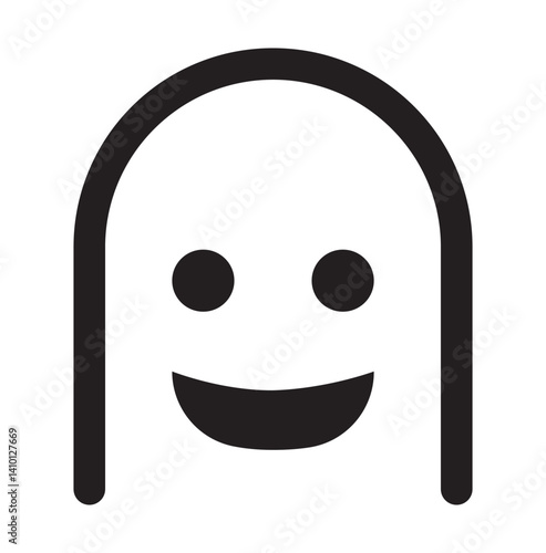 Icon of a happy ghost. Silhouette of a cute ghost in a cartoon style. Flat and minimalist design. EPS 10. Vector illustrations