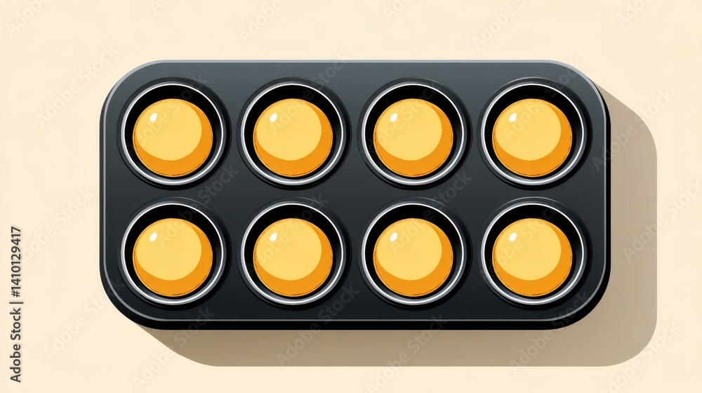 Baking Tray Filled with Eight Round Uncooked Dough Balls on a Light Background Baking Tray Filled with Eight Round Uncooked Dough Balls on a Light Background