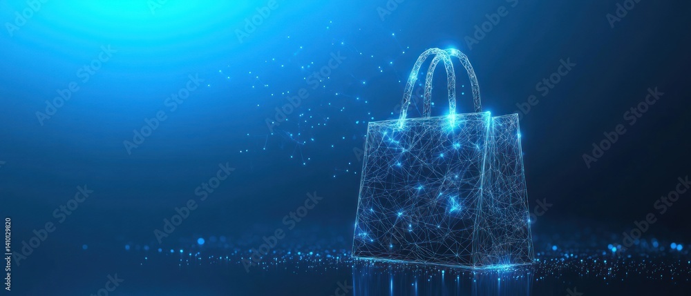 Digital Shopping Bag: E-commerce and Online Retail Concept
