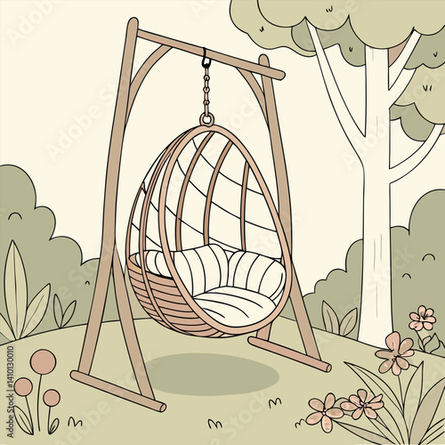 vector illustration of a  cage swing 
