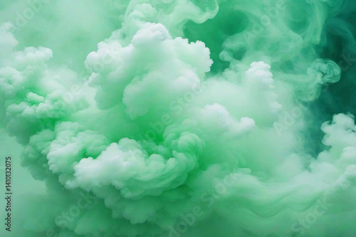 Green smoke, abstract background, wallpaper.