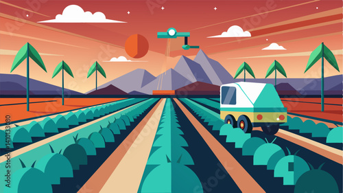 In a desert region an autonomous seeder travels through a hydroponic greenhouse precisely depositing seeds into a nutrientrich solution. With the help of this technology farmers in. Vector