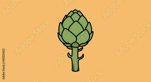 Artichoke Illustration: A single artichoke against a solid backdrop. Capturing the essence of healthy eating and the beauty of organic food, the image embodies the essence of simple, clean.