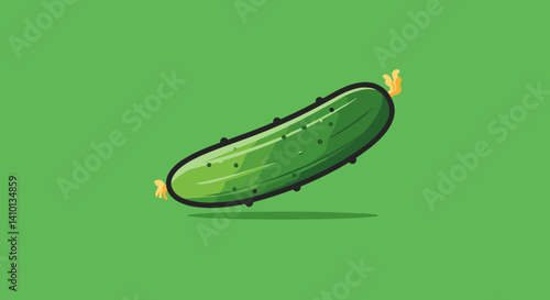 Fresh Pickle on a Green Background: Vibrant illustration of a single pickle set against a vivid green backdrop, showcasing its freshness and the essence of natural taste. 