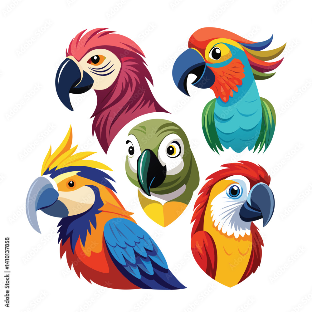 Naklejka premium Forest Animal Faces Icon Set, Emojis for customer engagement and mental health