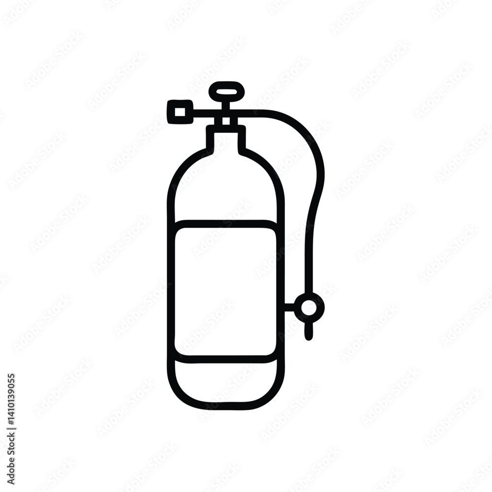 Scuba Diving Cylinder Oxygen Tank Outline Vector Illustration Equipment Graphics Scuba Diving Cylinder Oxygen Tank Outline Vector Illustration Equipment Graphics