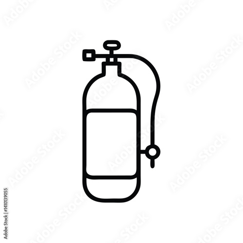 Scuba Diving Cylinder Oxygen Tank Outline Vector Illustration Equipment Graphics