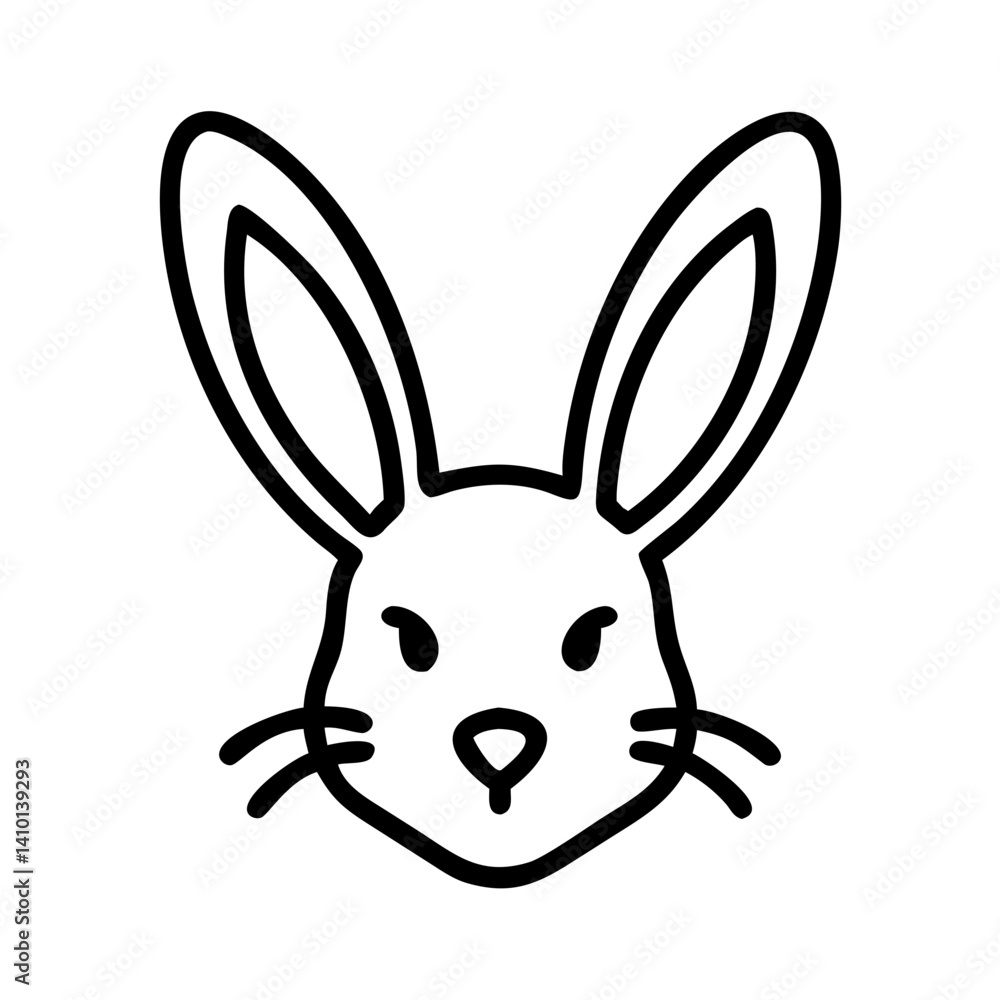 Obraz premium Rabbit Head Outline Icon in Minimalist Style 