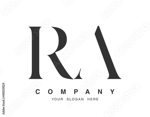 RA logo design. Initial letter r and a serif font style. Creative classic company name typography. Trendy logotype or identity.