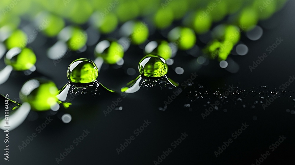 Structural diagram of plant-based hydrocarbon chains forming biodiesel fuel molecules, suspended in black space