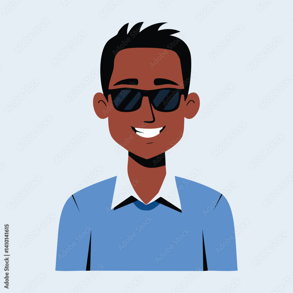 Man Wearing Sunglasses, flat style vector illustration Man Wearing Sunglasses, flat style vector illustration