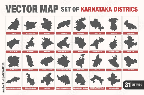 Vector Map Set of Karnataka Districts