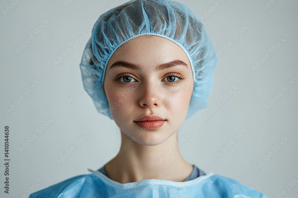Beautiful woman close-up, doctor nurse care portrait close-up
