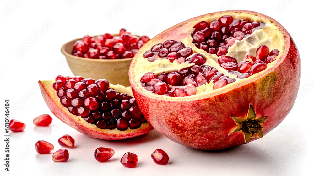 Fresh pomegranate on white background Fresh pomegranate on white background