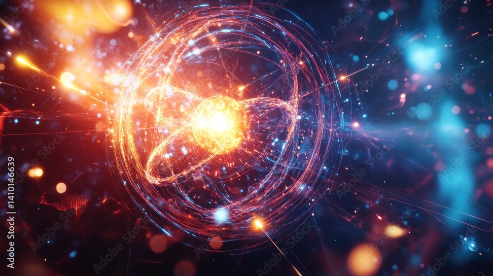 Fototapeta premium Abstract representation of atomic energy in motion