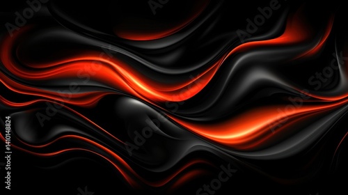 Abstract Red and Black Swirling Waves: A Digital Art Masterpiece