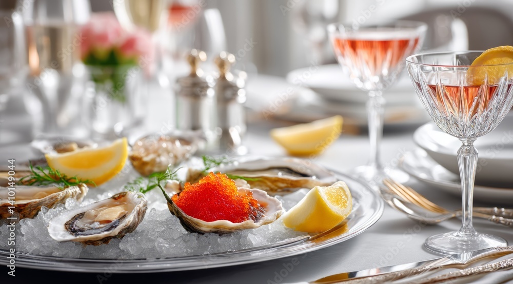 Fresh Oyster on Ice with Pearl, Seafood Still Life, Gourmet Food Photography Fresh Oyster on Ice with Pearl, Seafood Still Life, Gourmet Food Photography