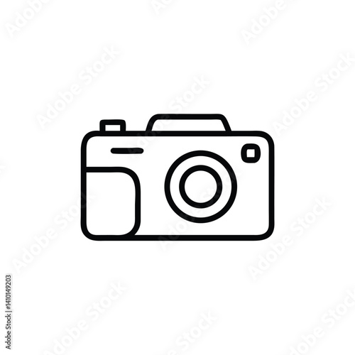 Simple Line Drawing of a Classic Camera Icon Design