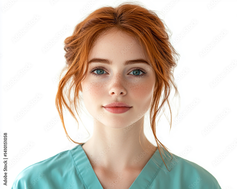 Beautiful woman close-up, doctor nurse care portrait close-up