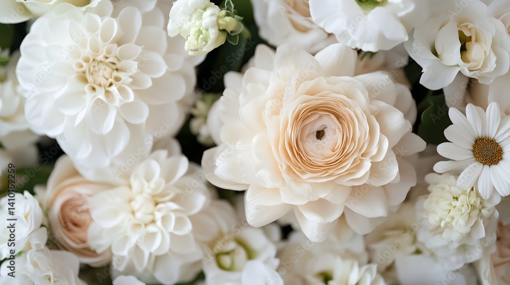Delicate Floral Arrangement in Soft Cream and Gold, Classic Botanical Elegance Delicate Floral Arrangement in Soft Cream and Gold, Classic Botanical Elegance
