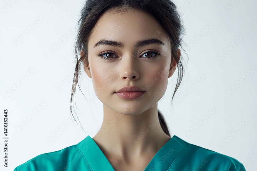 Beautiful woman close-up, doctor nurse care portrait close-up Beautiful woman close-up, doctor nurse care portrait close-up