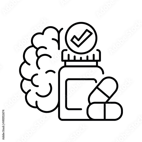 nootropics black line icon for digital and print projects.