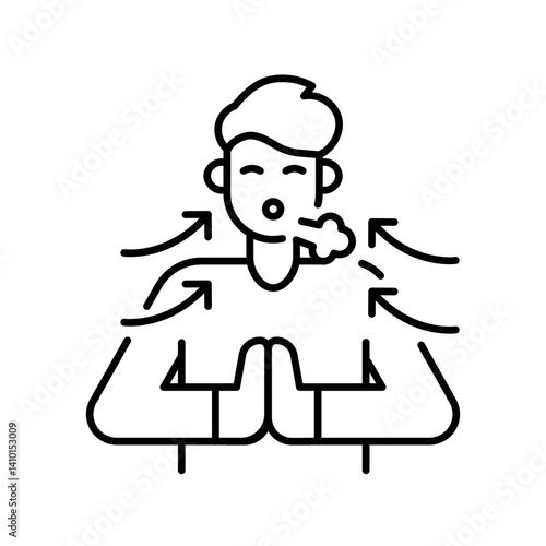 Breathwork  black line icon for digital and print projects.