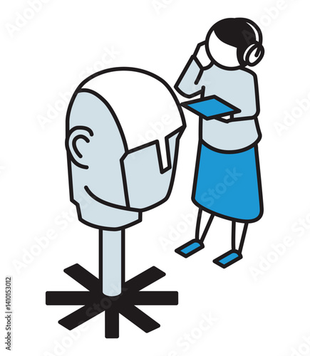 ダミーヘッドマイクで録音するイラスト