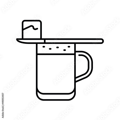 Bulletproof coffee black line icon for digital and print projects.