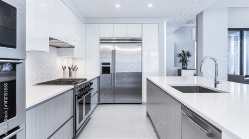 Wallpaper Mural Modern and elegant kitchen space with stainless steel appliances and island Torontodigital.ca