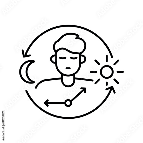 Circadian rhythm black line icon for digital and print projects.