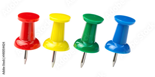 push pin isolated on transparent background, colorful push pins