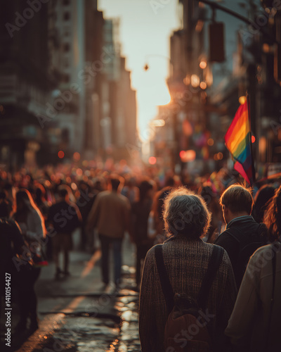 Wallpaper Mural Celebration of love and diversity during a vibrant pride parade at sunset Torontodigital.ca