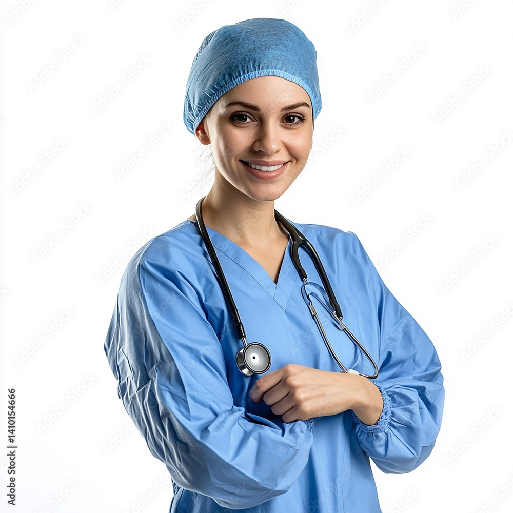 Beautiful woman close-up, doctor nurse care portrait close-up