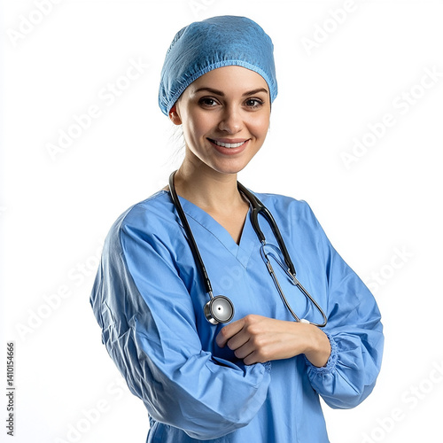Obraz na płótnie Beautiful woman close-up, doctor nurse care portrait close-up w salonie